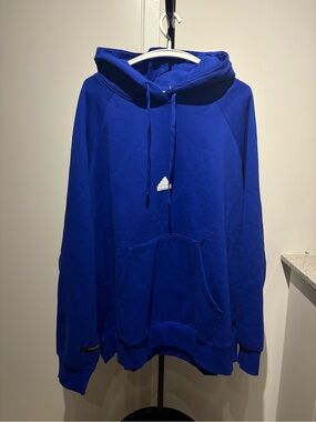 adidas Men's Blue Pullover Hoodie with Kangaroo Pocket